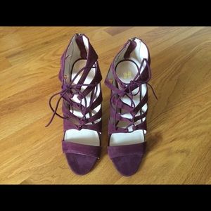 Victoria Secrets Suede Open Toe Heels Size 9